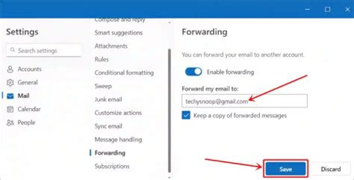 How do I enable forwarding in Exchange 2010?
