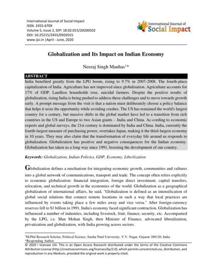 What is globalization and its impact on Indian economy?